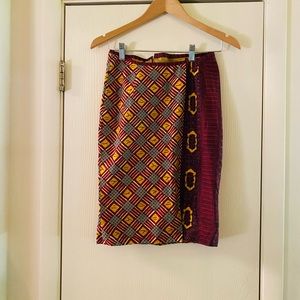 Vintage Handmade Batik African Mudcloth Festival pencil cotton skirt xs/s